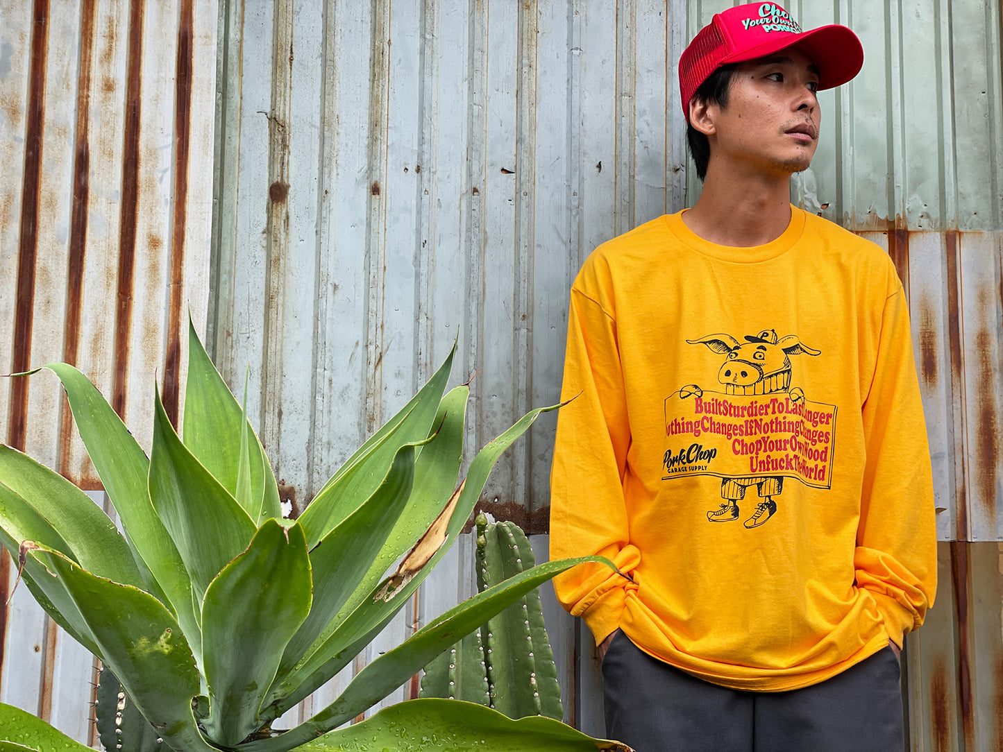 PORKCHOP GARAGE SUPPLY SLOGAN L/S TEE