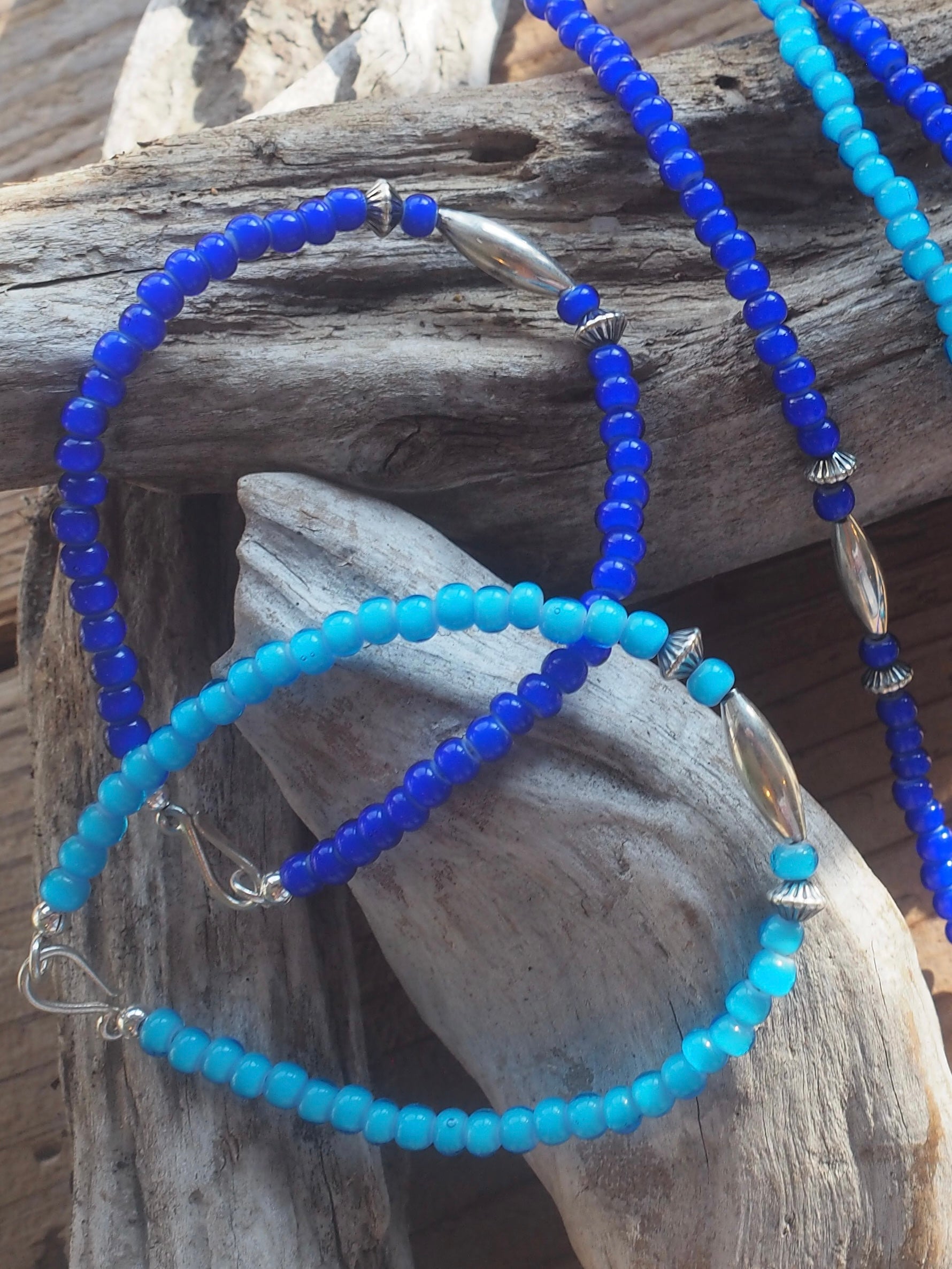 SILVA昴「綿毛を風にのせて」「自我の境界線 」ブレスレットおまとめ Glass Beads Bracelet white hearts × silver925 ガラスビーズ