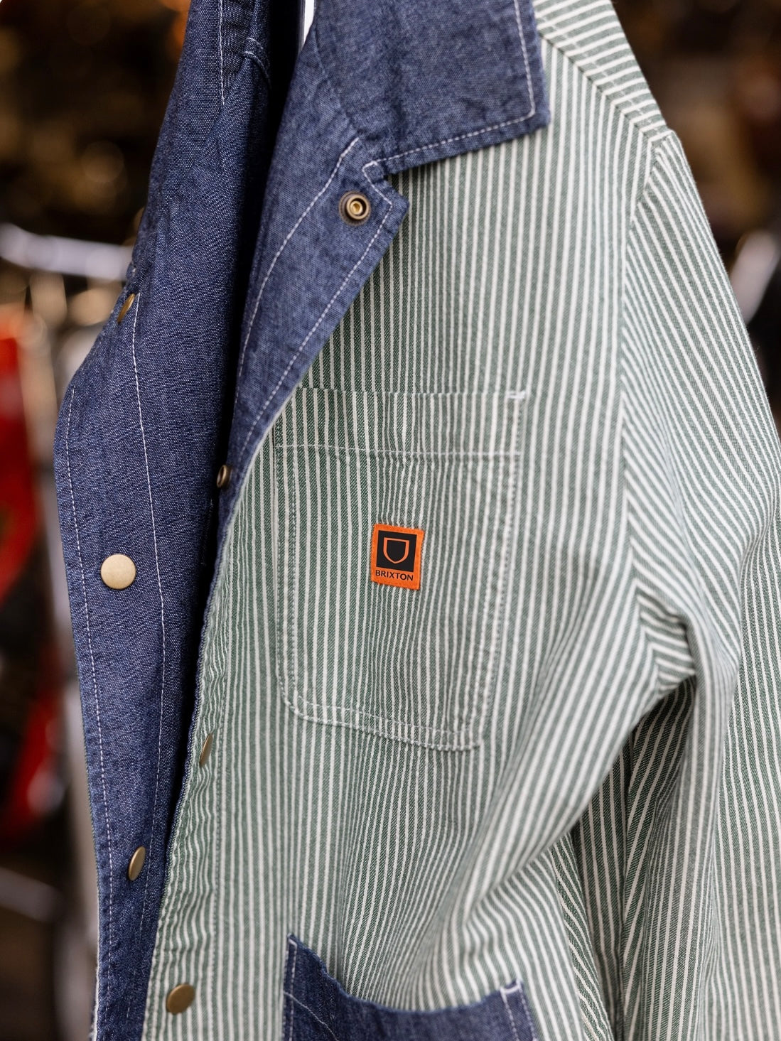 BRIXTON ASSEMBLY REVERSIBLE CHORE JACKET-INDIGO/PINE NEEDLE/WHITECAP ブリクストン アッセンブリー リバーシブル チョアジャケット デニム