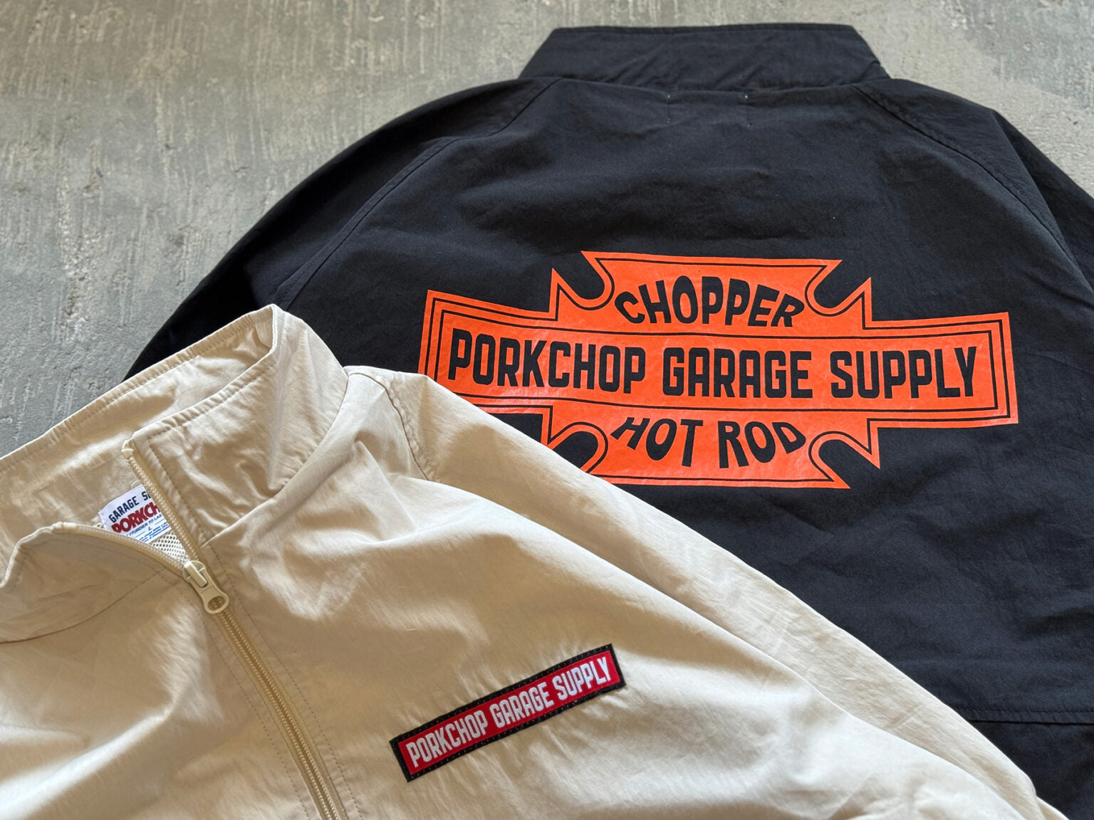 ポークチョップ　TRACK JKT CREAM SかM PORKCHOP GARAGE SUPPLY BAR&SHIELD TRACK JKT ポークチョップガレージ