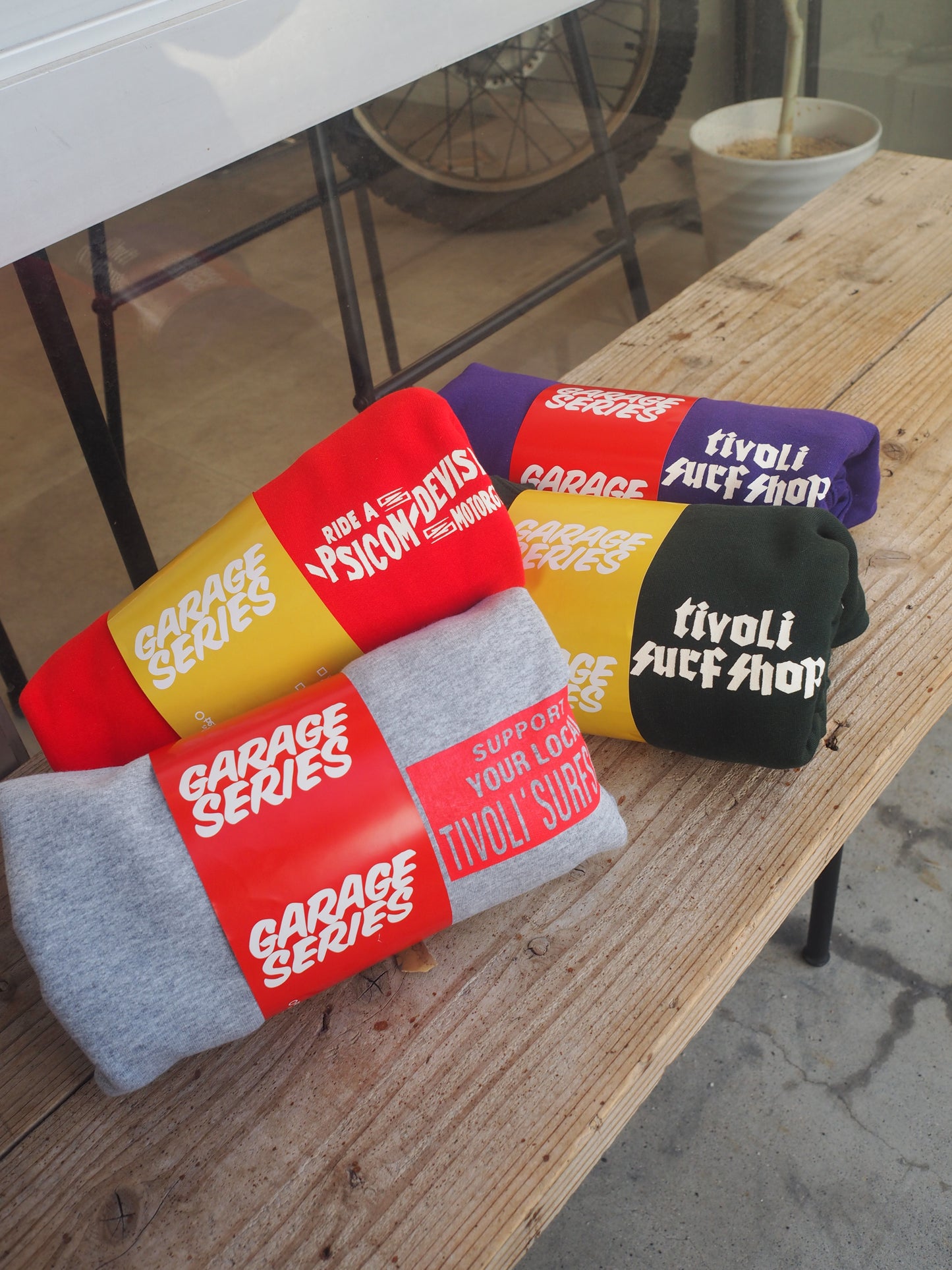 Psicom tivoLi surf shop 2026 GARAGE SALE SERIES Sweatshirt GRAY or GREEN / HOODED RED or PURPLE サイコム チボリサーフショップ ガレージセールシリーズ スウェット / フーディー パーカー