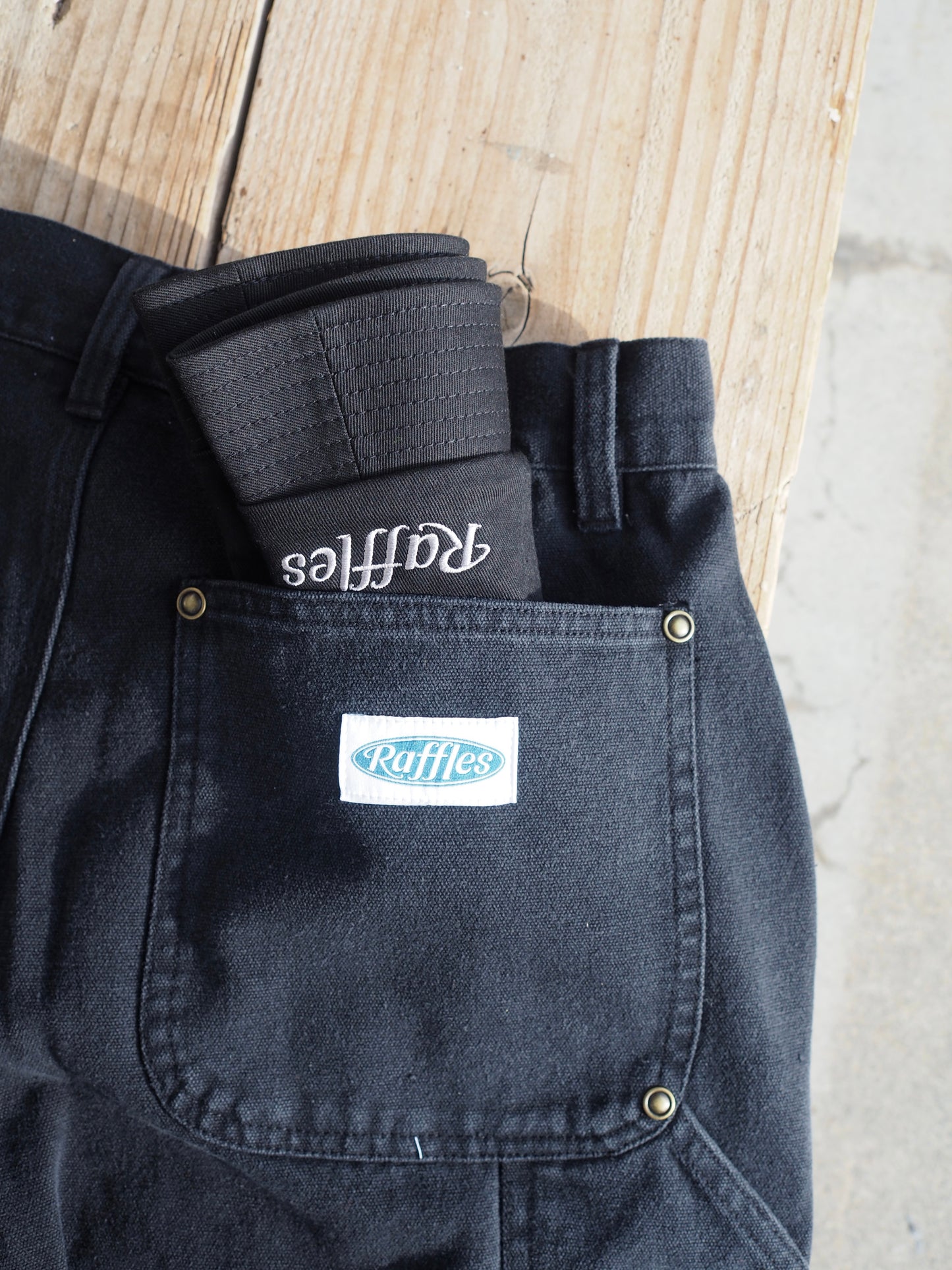 Raffles logo short brim ball hat