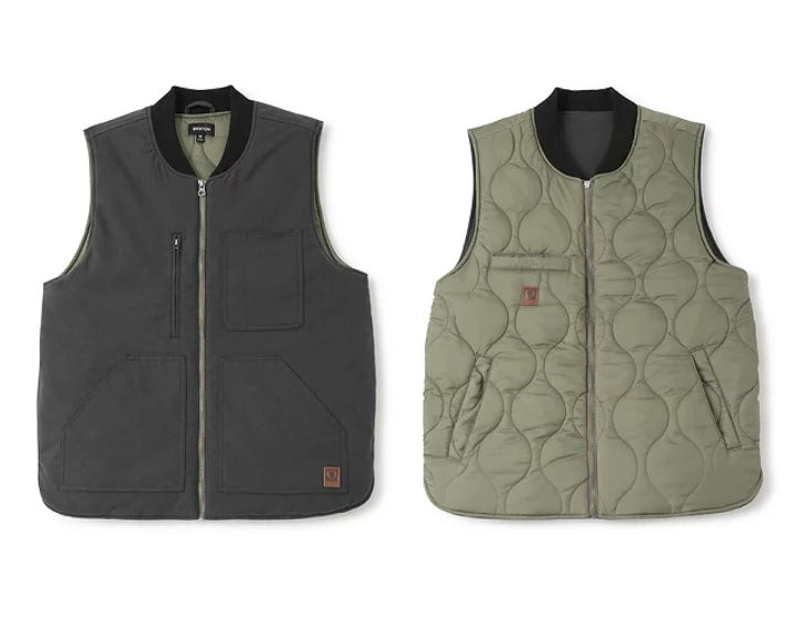 Brixton リバーシブル ベスト Mサイズ BRIXTON BUILDERS ABRAHAM REV VEST - BLACK / OLIVE SURPLUS