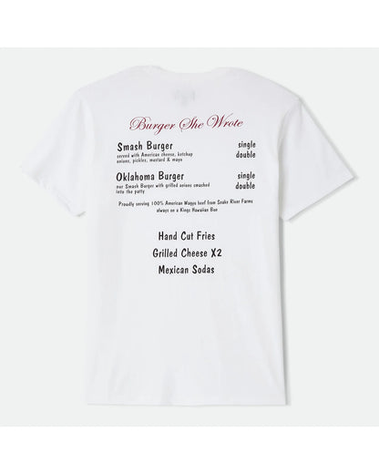BRIXTON BURGER SHE WROTE POCKET TEE - WHITE