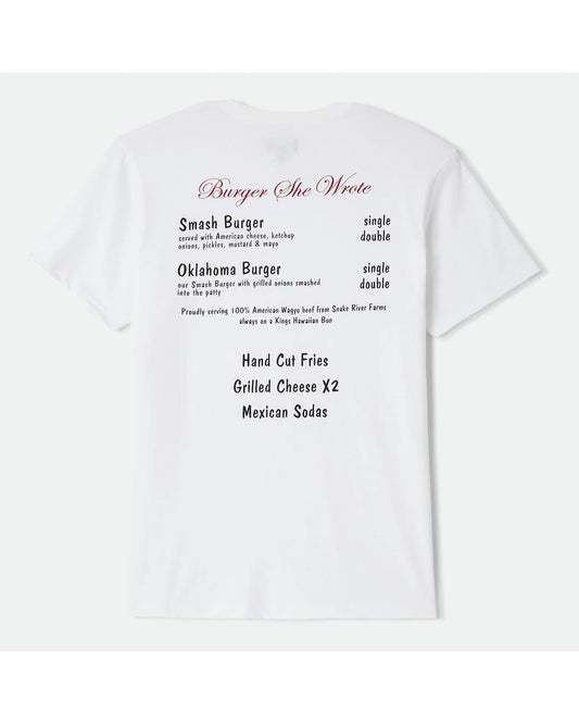 BRIXTON BURGER SHE WROTE POCKET TEE - WHITE