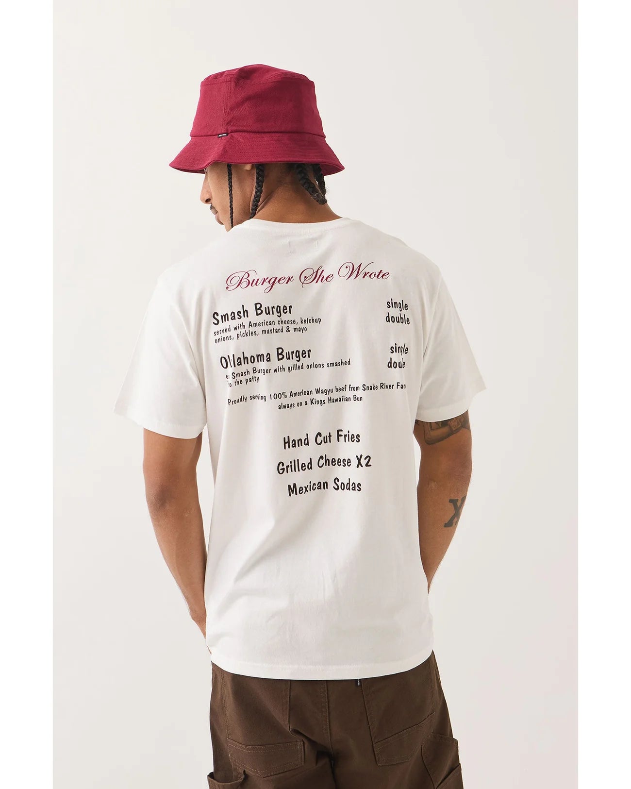 BRIXTON BURGER SHE WROTE POCKET TEE - WHITE