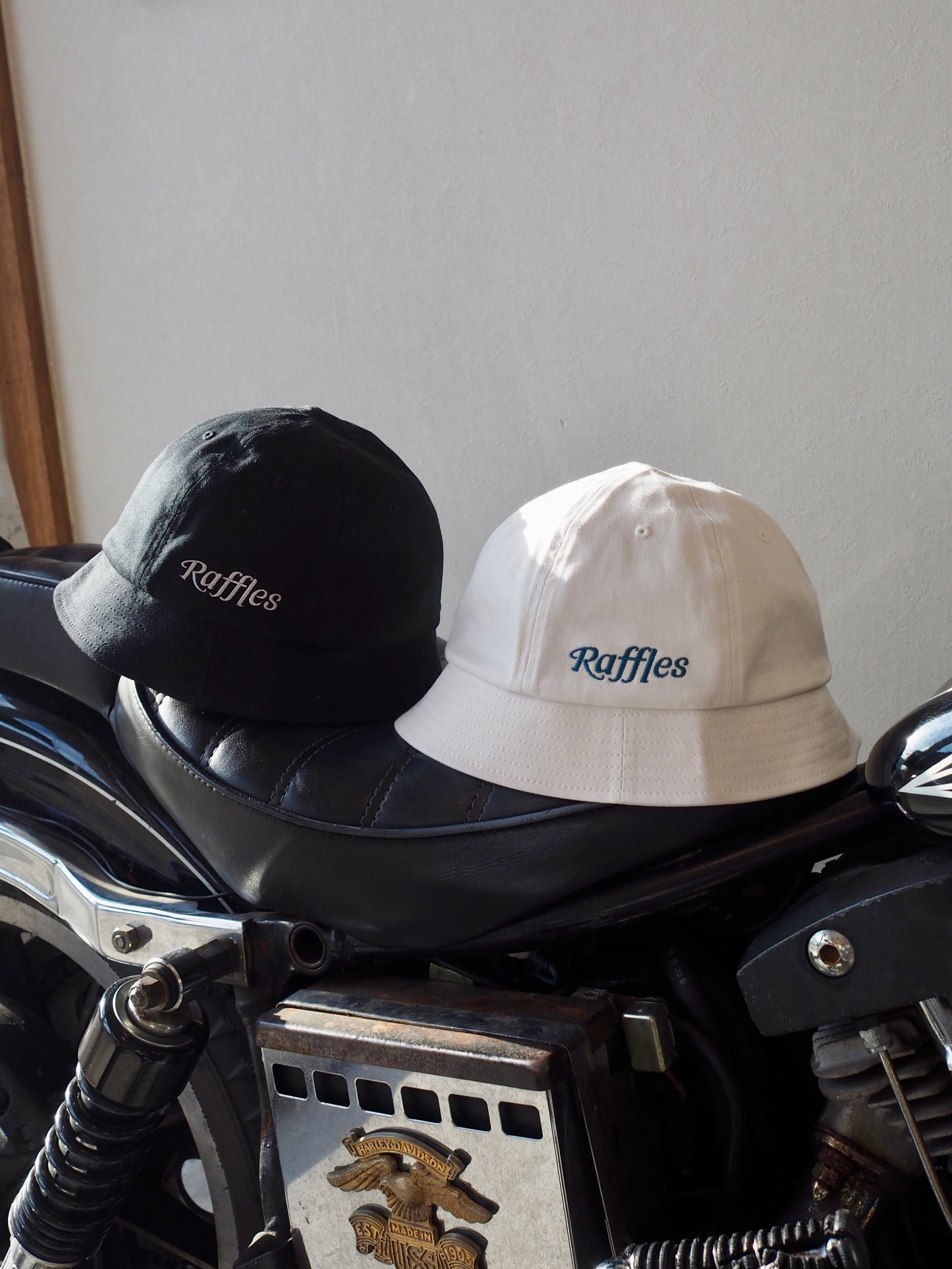 Raffles logo short brim ball hat
