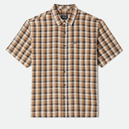 BRIXTON CRU LINEN BLEND PLAID S/S WVN BLACK/TOBACCO PLAID ブリクストン CRUリネンブレンドプランド ショートスリーブシャツ