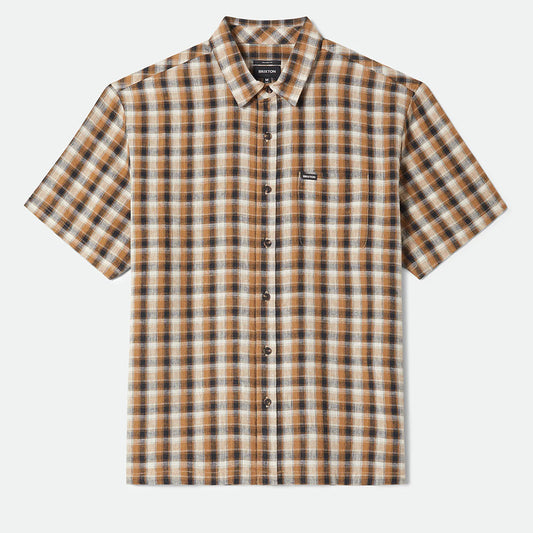 BRIXTON CRU LINEN BLEND PLAID S/S WVN BLACK/TOBACCO PLAID ブリクストン CRUリネンブレンドプランド ショートスリーブシャツ
