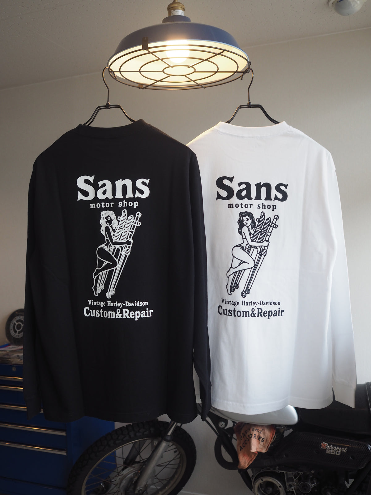 Sans motor shop original graphic long sleeve TEE