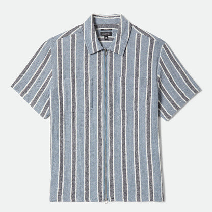 BRIXTON THE DEXTER TEXTURED STRIPE S/S WVN BLACK/DUSTY BLUE ブリクストン デクスターテクスチャードストライプ ショートスリーブシャツ