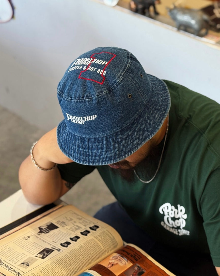 PORKCHOP GARAGE SUPPLY P POWER DENIM BUCKET HAT