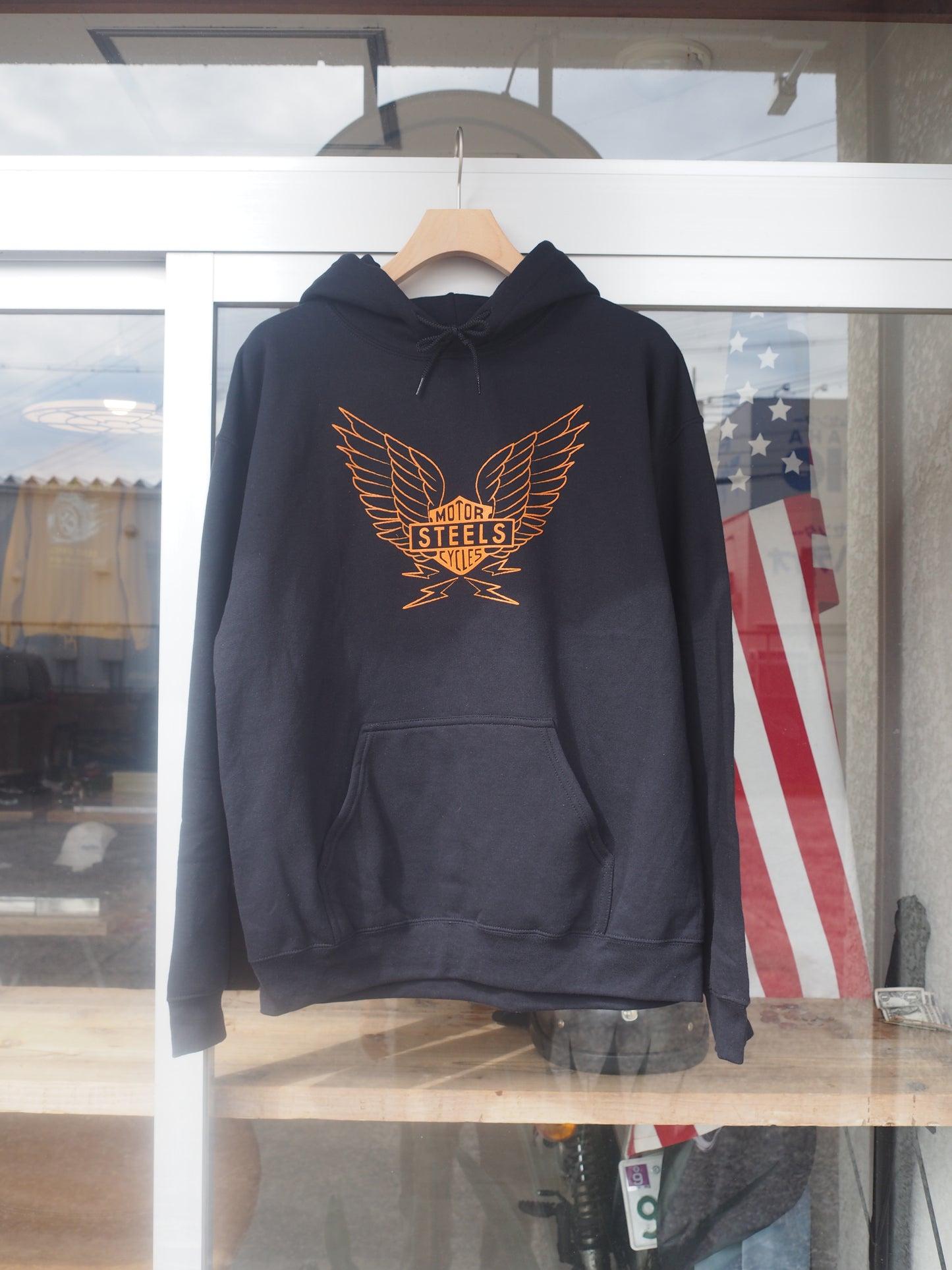Steels Flying Bar & Shield logo hoodie スティールズ パーカー