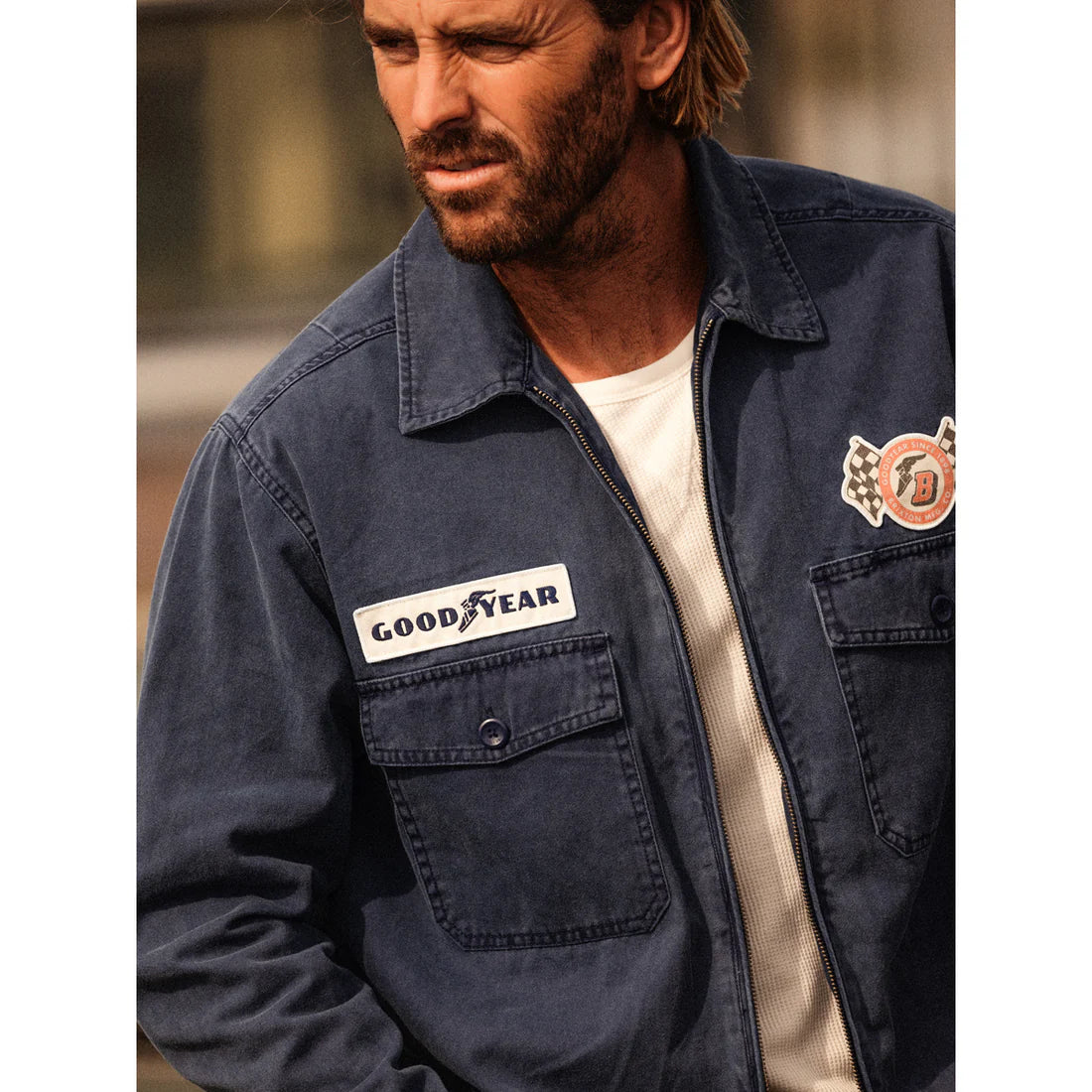 BRIXTON GOODYEAR TRADEMARK LIGHTWEIGHT GARAGE JACKET WASHED NAVY ブリクストン グッドイヤー トレードマークガレージジャケット
