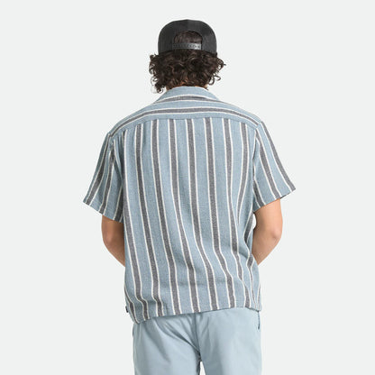 BRIXTON THE DEXTER TEXTURED STRIPE S/S WVN BLACK/DUSTY BLUE ブリクストン デクスターテクスチャードストライプ ショートスリーブシャツ