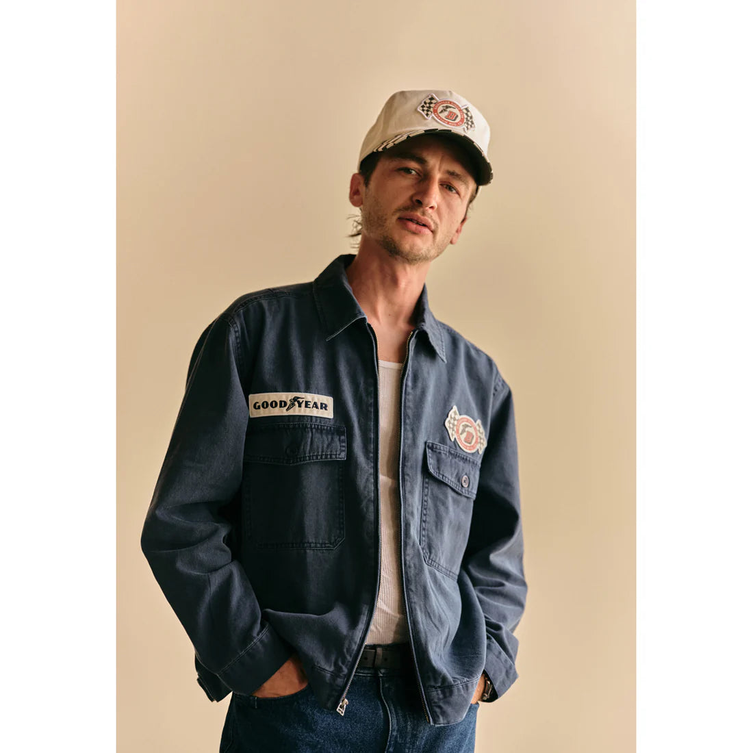 BRIXTON GOODYEAR TRADEMARK LIGHTWEIGHT GARAGE JACKET WASHED NAVY ブリクストン グッドイヤー トレードマークガレージジャケット