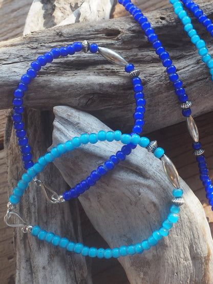 Glass Beads Bracelet white hearts × silver925