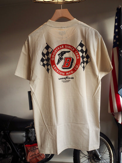 BRIXTON GOODYEAR SPEEDWAY S/S STD -CREAM ブリクストン グッドイヤー スピードウェイ ショートスリーブTシャツ