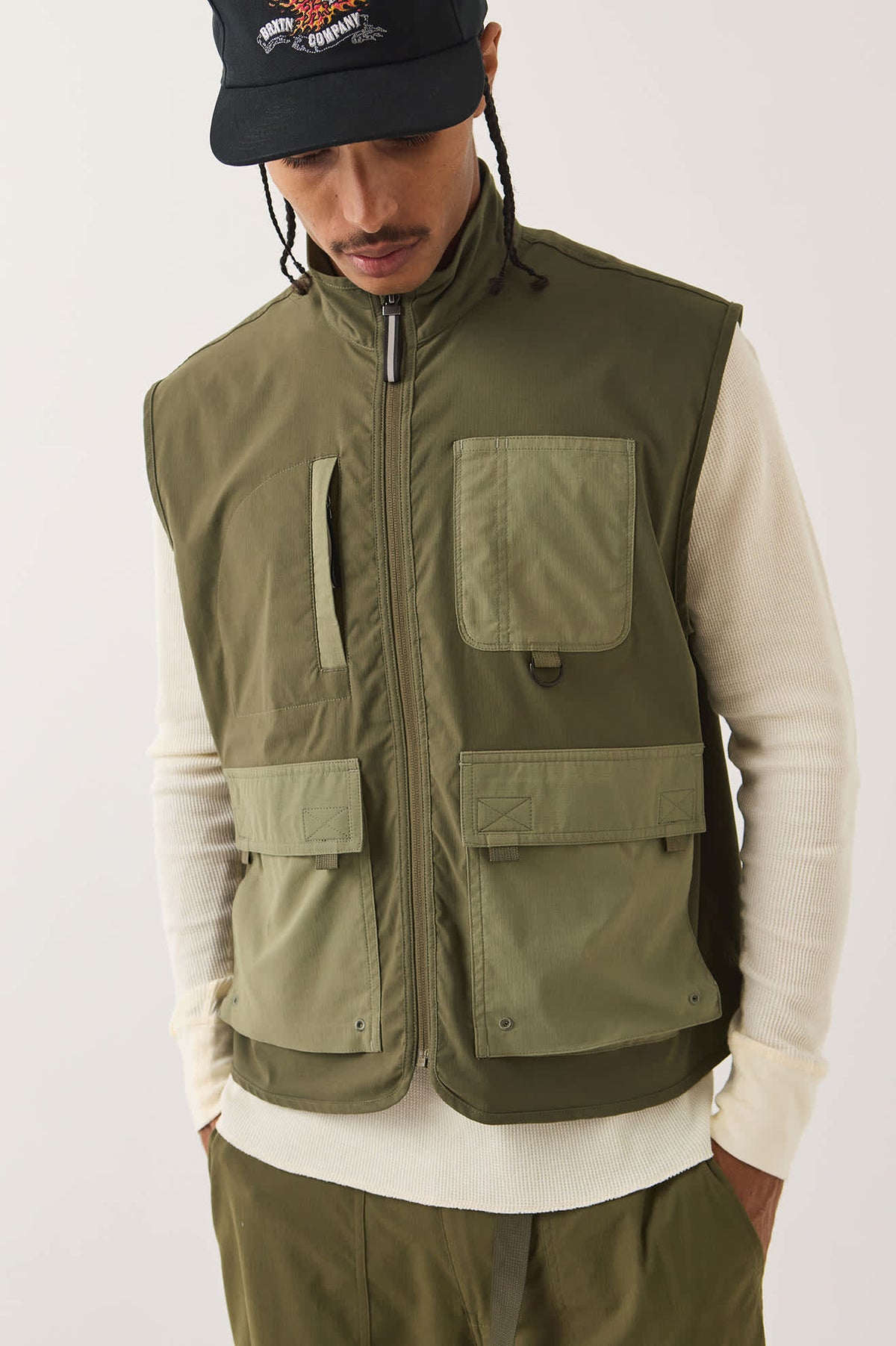 BRIXTON JOURNEY UTILITY VEST Dark Olive / Olive Surplus