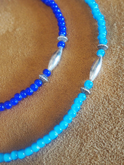 Glass Beads Bracelet white hearts × silver925