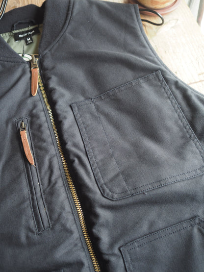 BRIXTON BUILDERS ABRAHAM REV VEST - BLACK / OLIVE SURPLUS