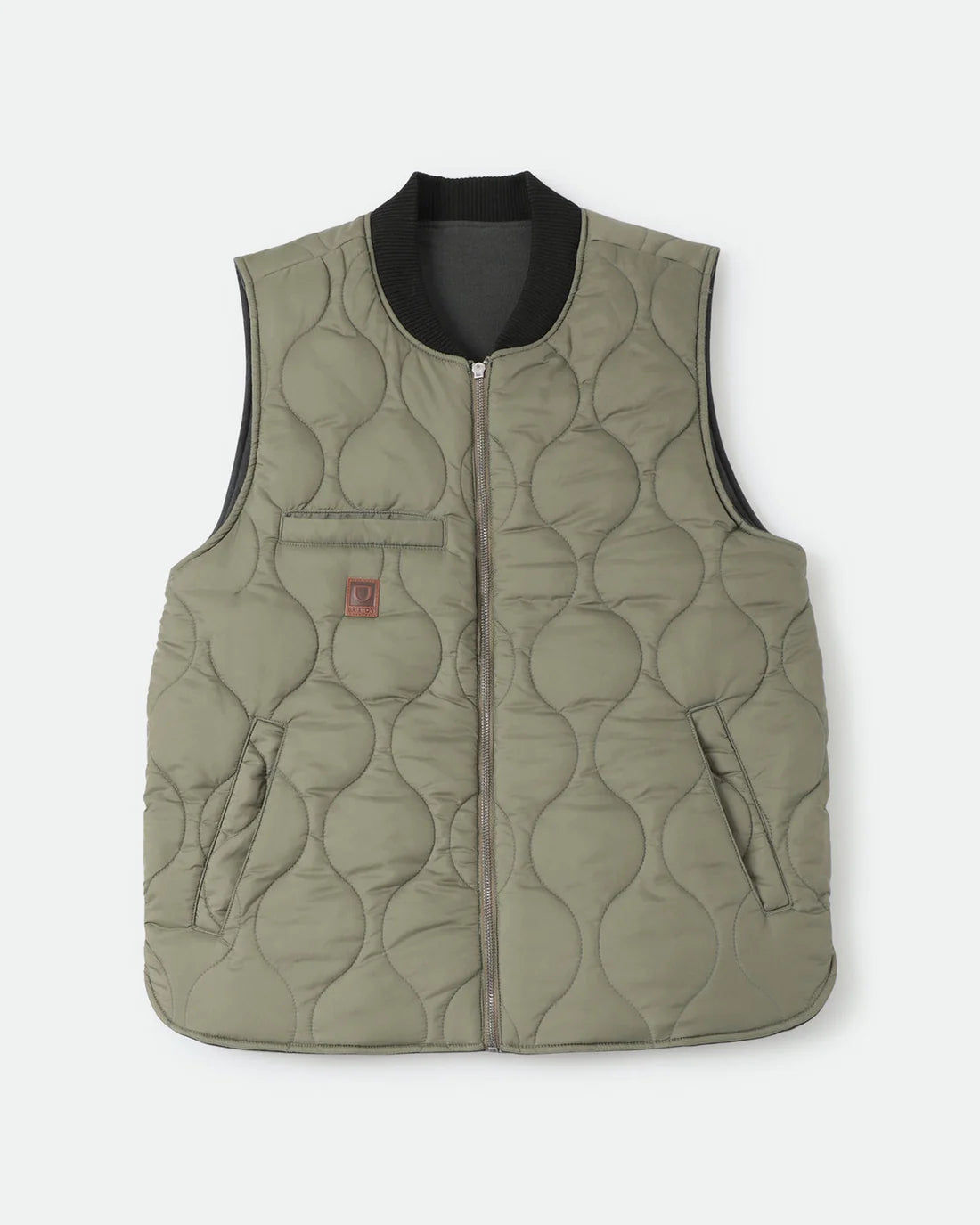 BRIXTON BUILDERS ABRAHAM REV VEST - BLACK / OLIVE SURPLUS