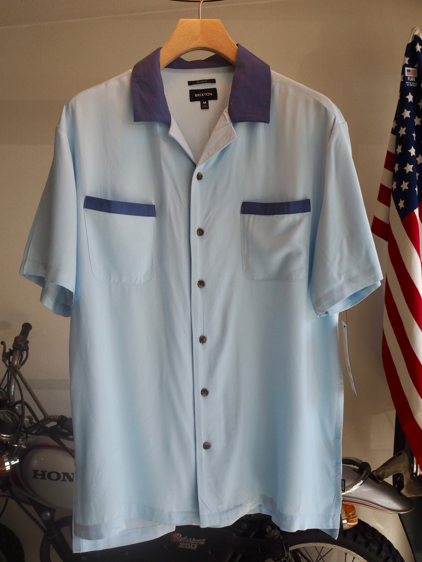 BRIXTON LAFAYETTE S/S WVN BLUE AURA ブリクストン ラファイエット ショートスリーブシャツ
