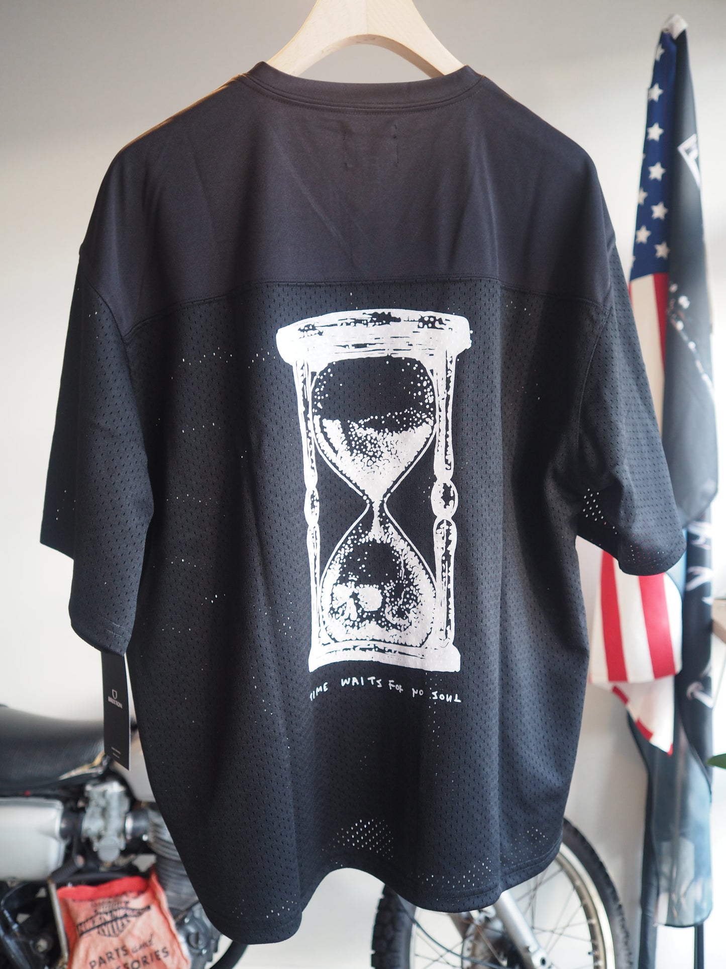 BRIXTON BAGGY MESH PRACTICE JERSEY - BLACK/WHITE CHIPPA ブリクストン バギーメッシュジャージ
