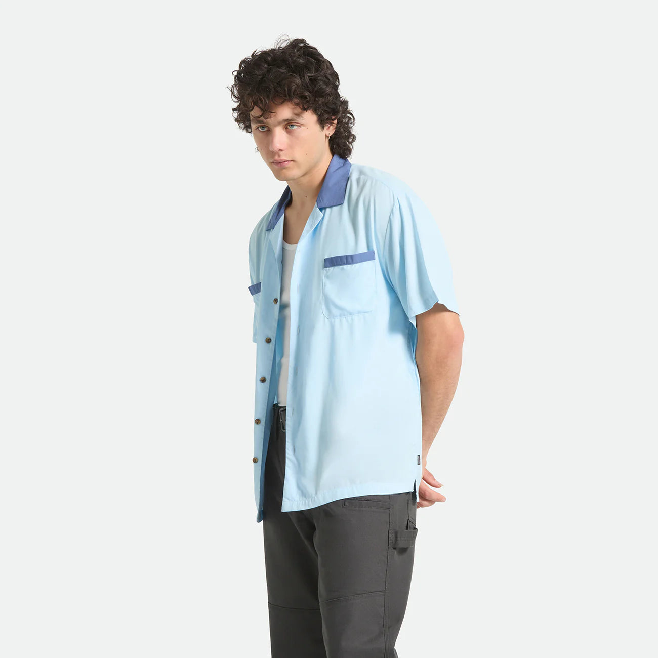 BRIXTON LAFAYETTE S/S WVN BLUE AURA ブリクストン ラファイエット ショートスリーブシャツ
