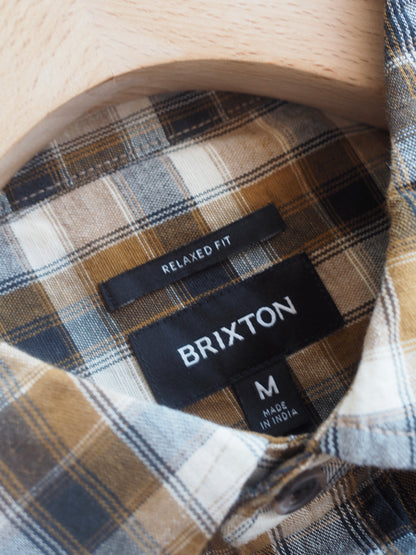 BRIXTON CRU LINEN BLEND PLAID S/S WVN BLACK/TOBACCO PLAID ブリクストン CRUリネンブレンドプランド ショートスリーブシャツ