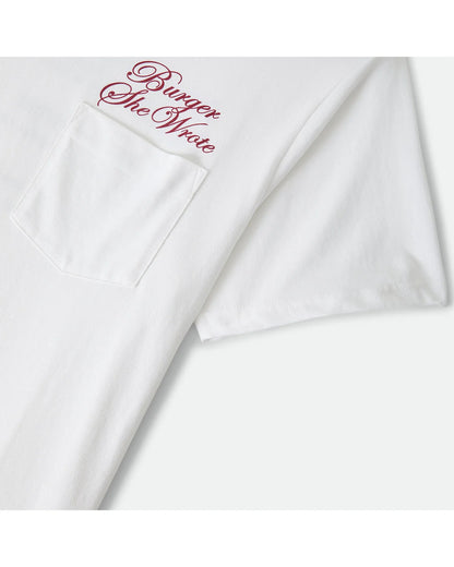 BRIXTON BURGER SHE WROTE POCKET TEE - WHITE