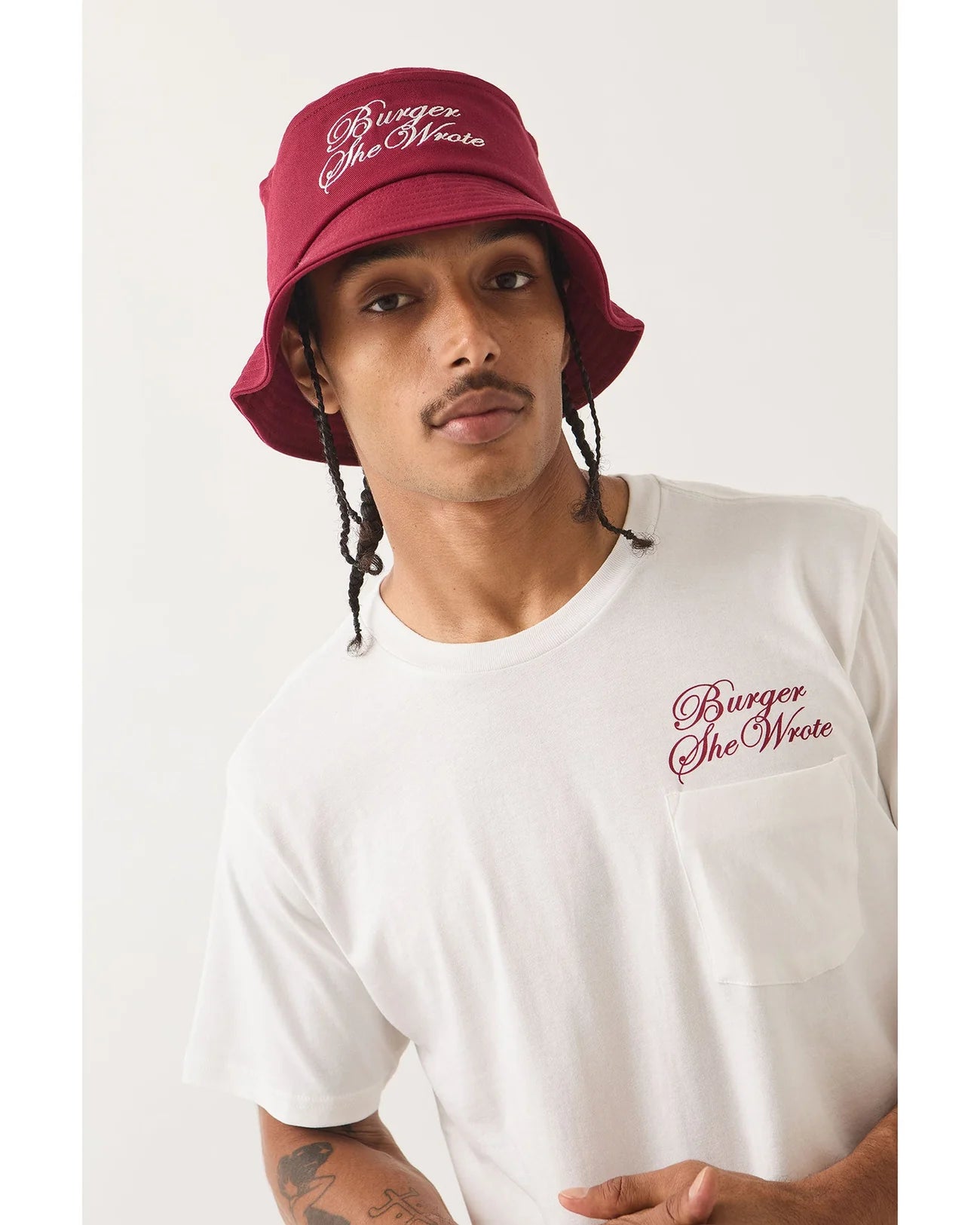 BRIXTON BURGER SHE WROTE POCKET TEE - WHITE
