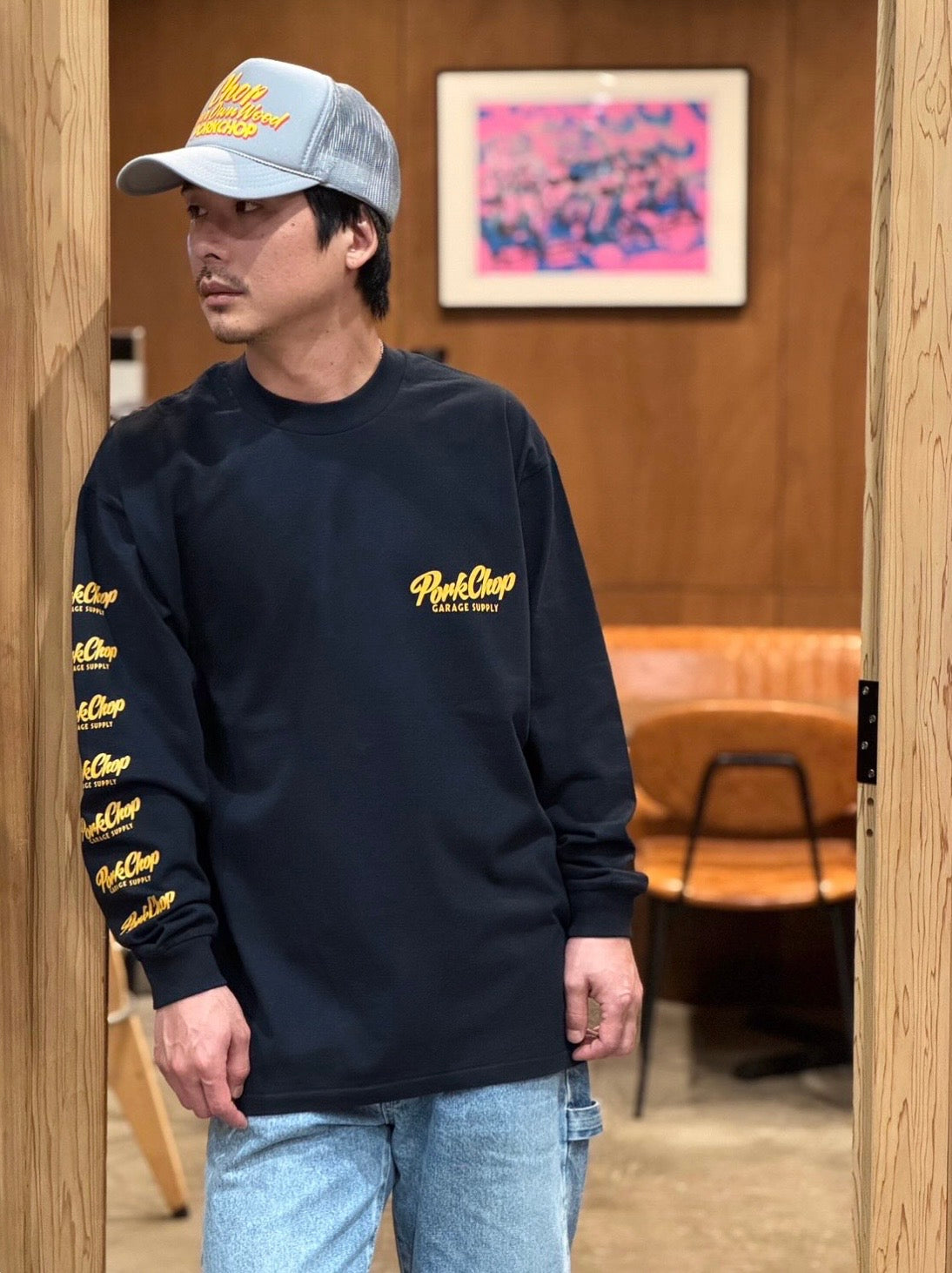 PORKCHOP GARAGE SUPPLY SCRIPT PORK L/S TEE ポークチョップガレージ