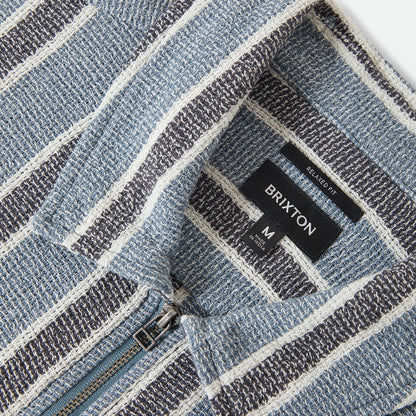 BRIXTON THE DEXTER TEXTURED STRIPE S/S WVN BLACK/DUSTY BLUE ブリクストン デクスターテクスチャードストライプ ショートスリーブシャツ