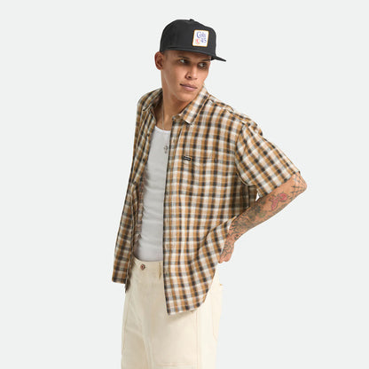 BRIXTON CRU LINEN BLEND PLAID S/S WVN BLACK/TOBACCO PLAID ブリクストン CRUリネンブレンドプランド ショートスリーブシャツ