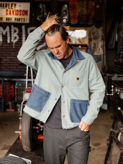 BRIXTON ASSEMBLY REVERSIBLE CHORE JACKET-INDIGO/PINE NEEDLE/WHITECAP　ブリクストン　アッセンブリー　リバーシブル　チョアジャケット　デニム