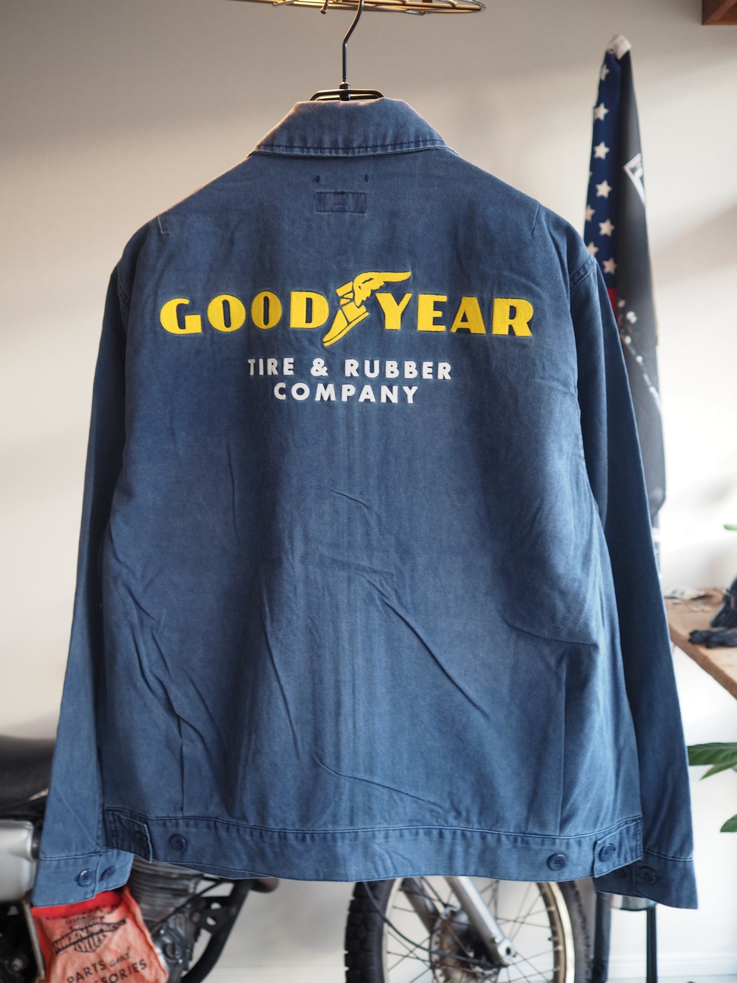 BRIXTON GOODYEAR TRADEMARK LIGHTWEIGHT GARAGE JACKET WASHED NAVY ブリクストン グッドイヤー トレードマークガレージジャケット