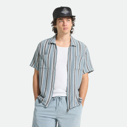BRIXTON THE DEXTER TEXTURED STRIPE S/S WVN BLACK/DUSTY BLUE ブリクストン デクスターテクスチャードストライプ ショートスリーブシャツ