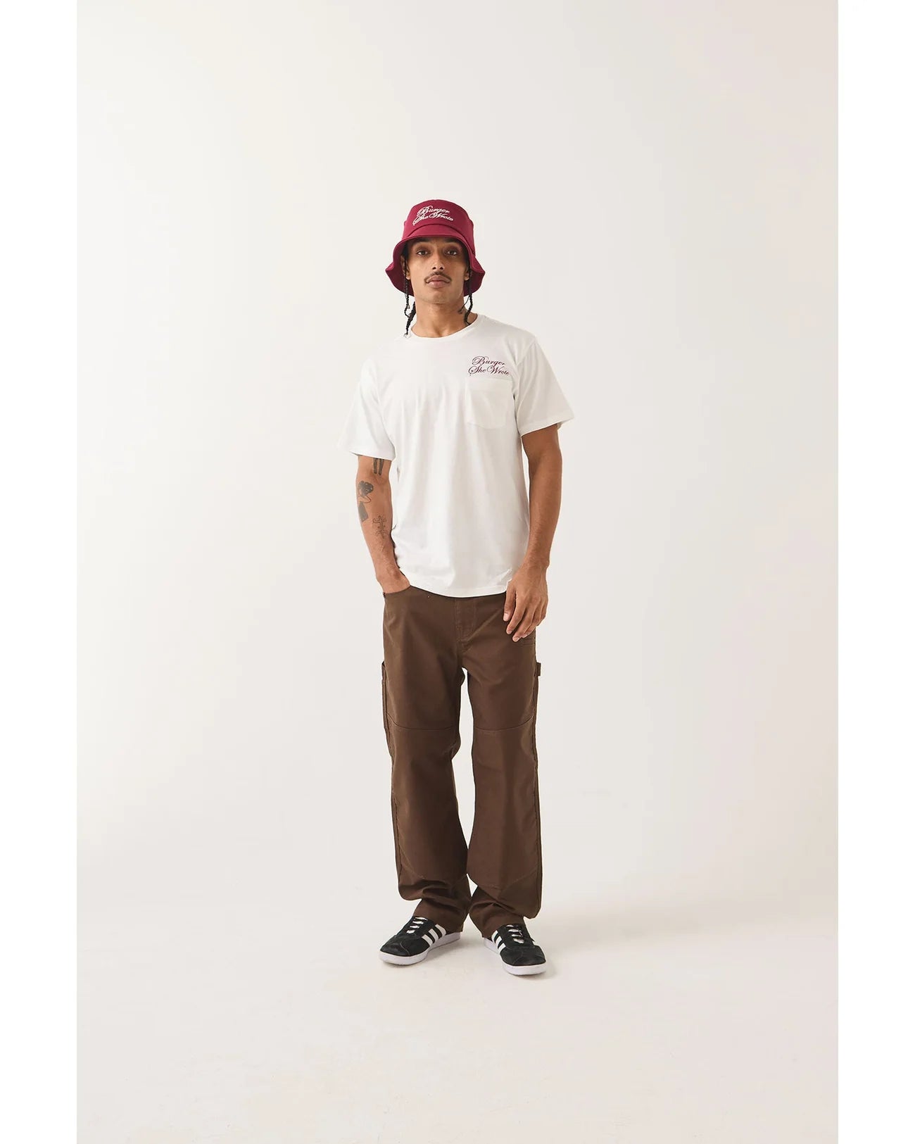 BRIXTON BURGER SHE WROTE POCKET TEE - WHITE