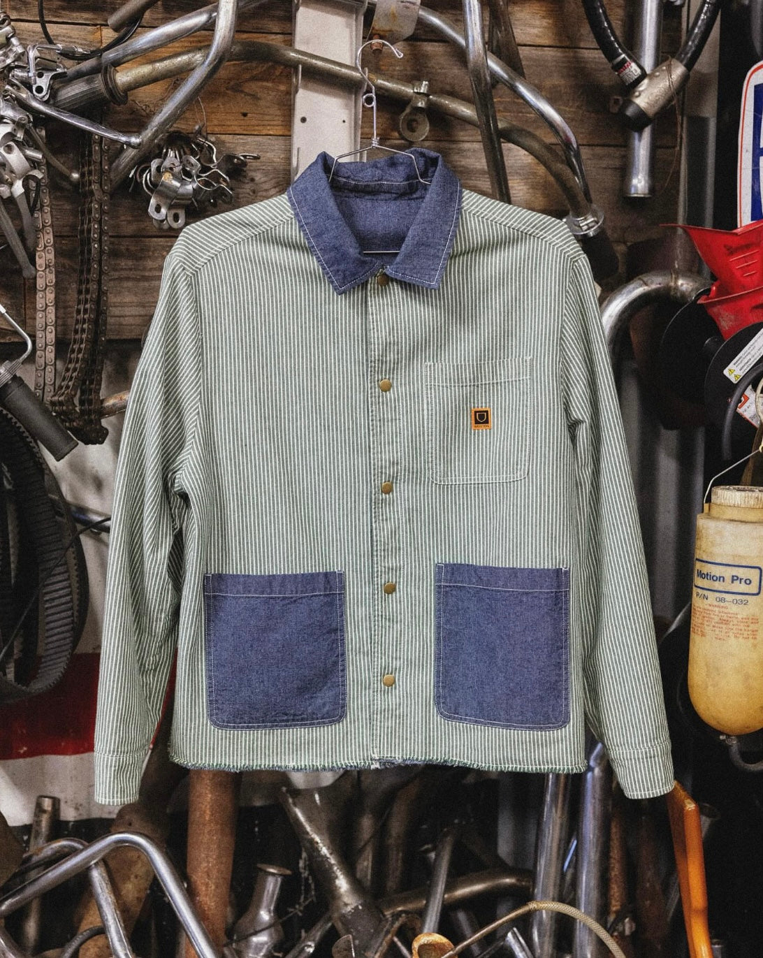BRIXTON ASSEMBLY REVERSIBLE CHORE JACKET-INDIGO/PINE NEEDLE/WHITECAP　ブリクストン　アッセンブリー　リバーシブル　チョアジャケット　デニム