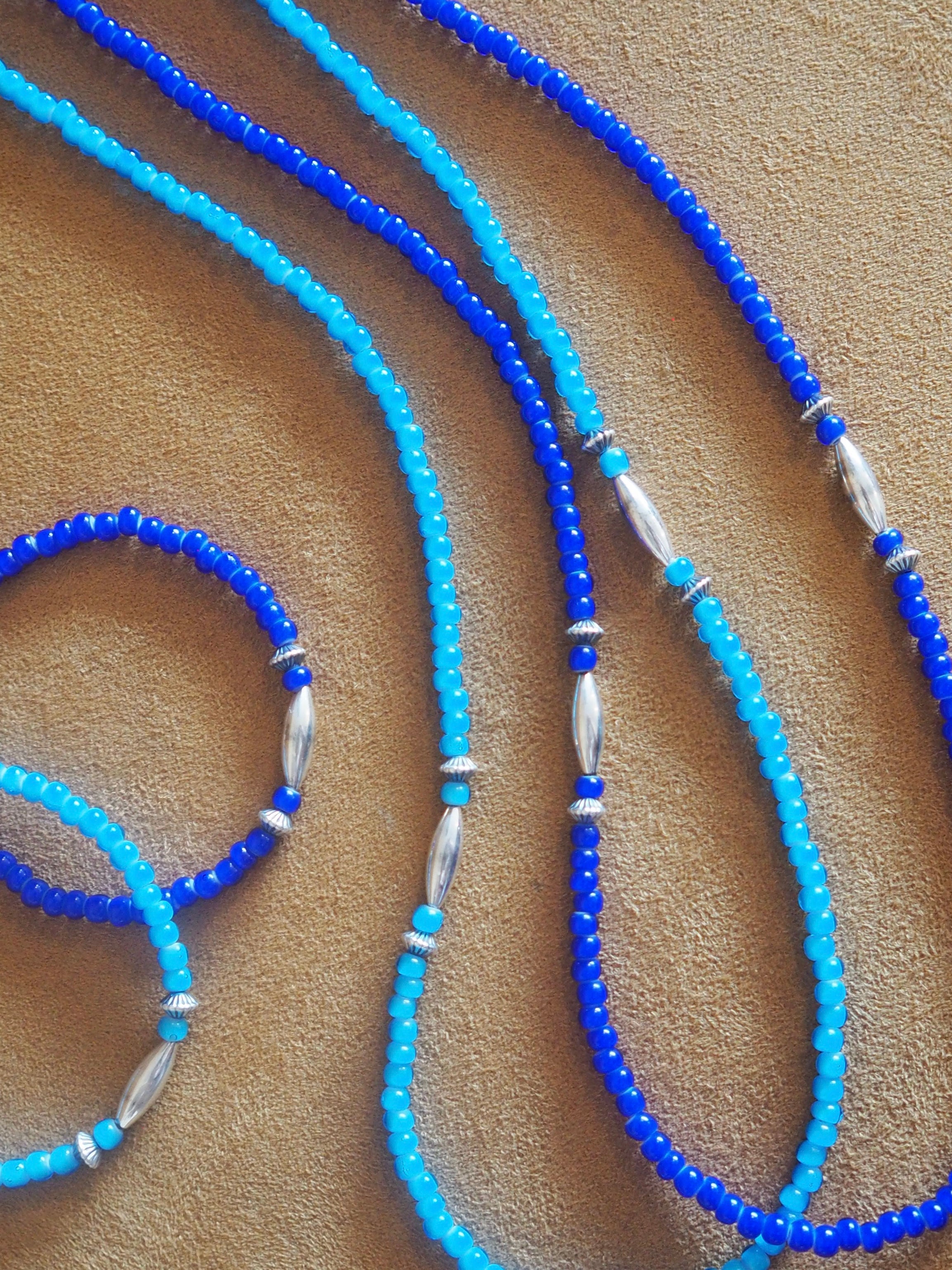 SILVA昴「綿毛を風にのせて」「自我の境界線 」ブレスレットおまとめ Glass Beads Bracelet white hearts × silver925 ガラスビーズ