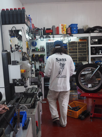 Sans motor shop original graphic long sleeve TEE