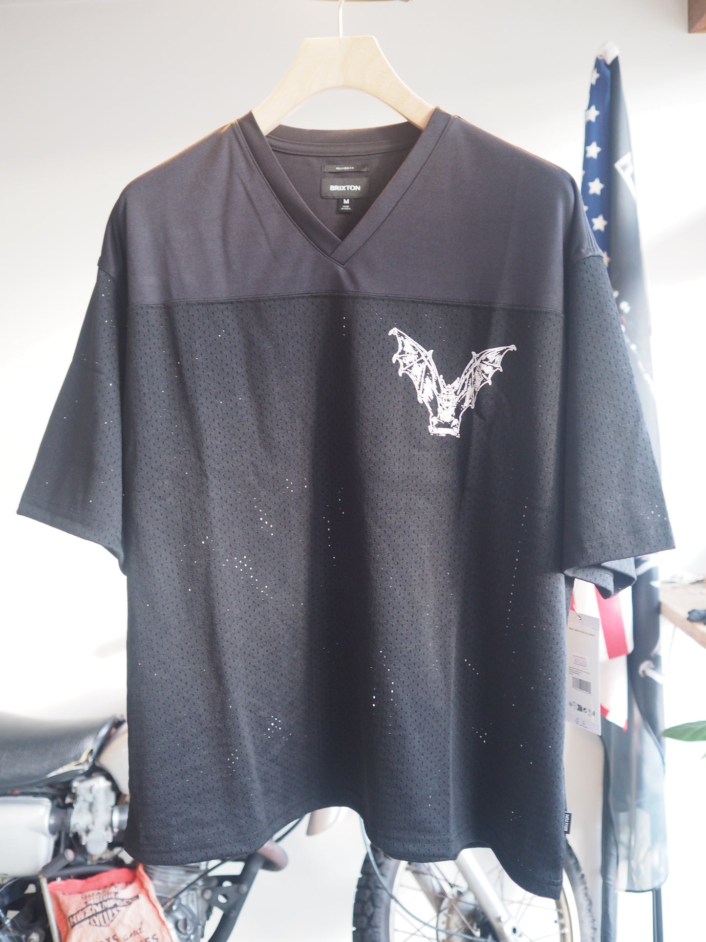BRIXTON BAGGY MESH PRACTICE JERSEY - BLACK/WHITE CHIPPA ブリクストン バギーメッシュジャージ