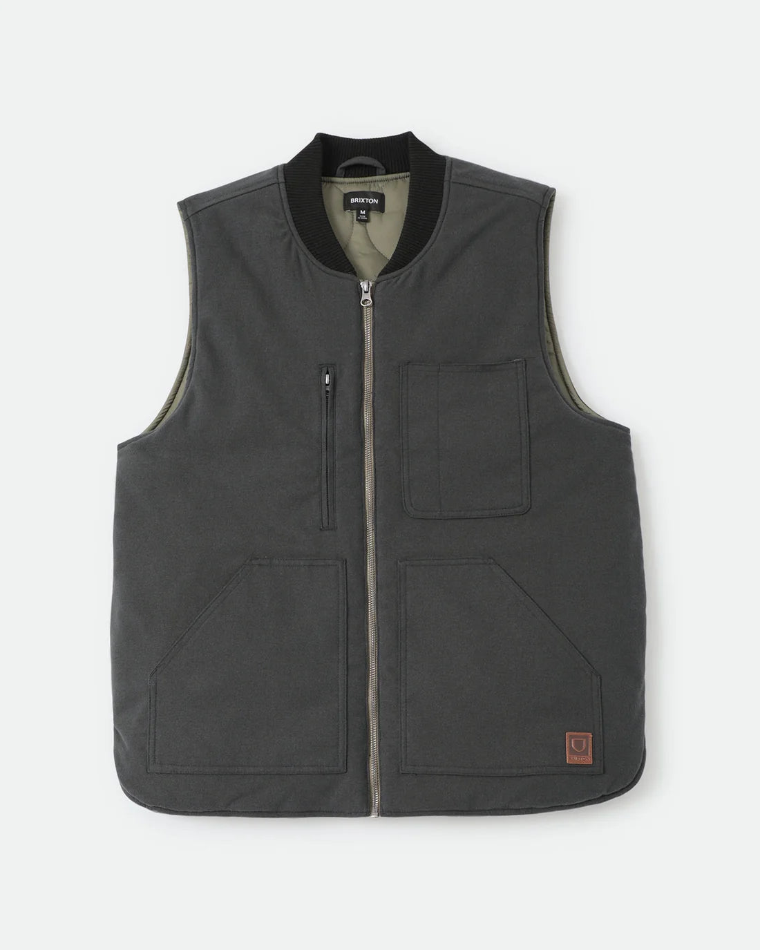 BRIXTON BUILDERS ABRAHAM REV VEST - BLACK / OLIVE SURPLUS