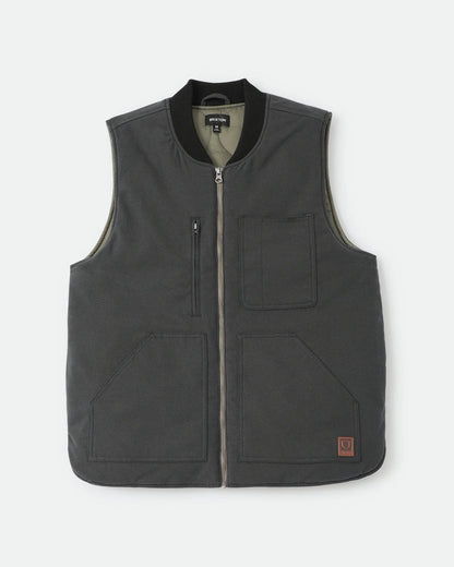 BRIXTON BUILDERS ABRAHAM REV VEST - BLACK / OLIVE SURPLUS