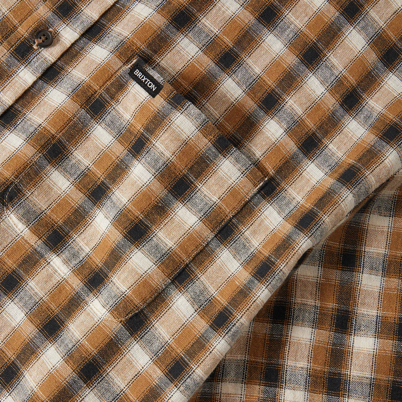 BRIXTON CRU LINEN BLEND PLAID S/S WVN BLACK/TOBACCO PLAID ブリクストン CRUリネンブレンドプランド ショートスリーブシャツ