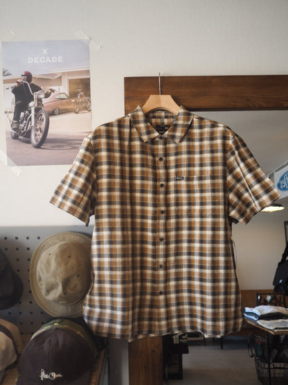 BRIXTON CRU LINEN BLEND PLAID S/S WVN BLACK/TOBACCO PLAID ブリクストン CRUリネンブレンドプランド ショートスリーブシャツ