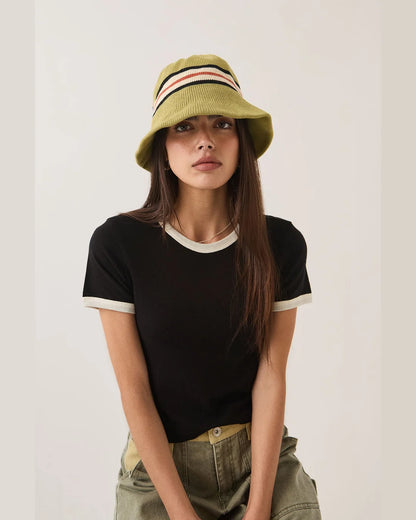 BRIXTON REDDING KNIT PACKABLE HAT - GREEN MULTI STRIPE