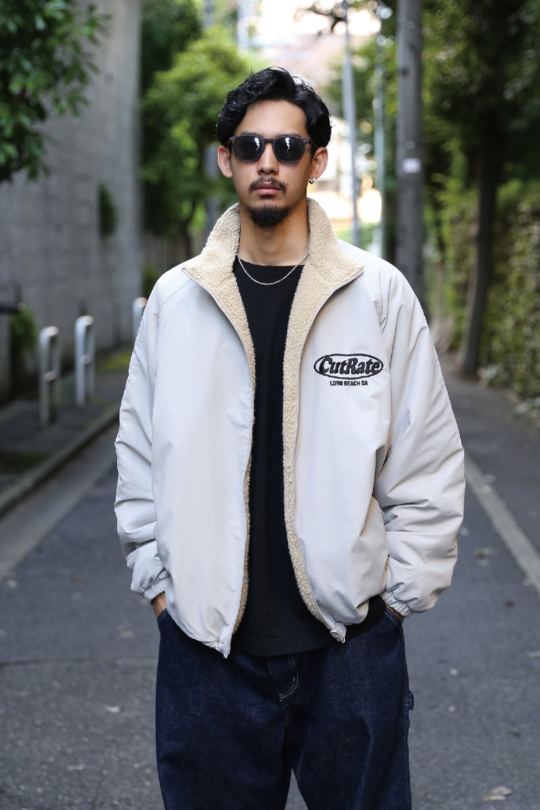 CUTRATE LOGO EMBROIDERY REVERSIBLE BOA JACKET　カットレイト　ロゴリバーシブルボアジャケット