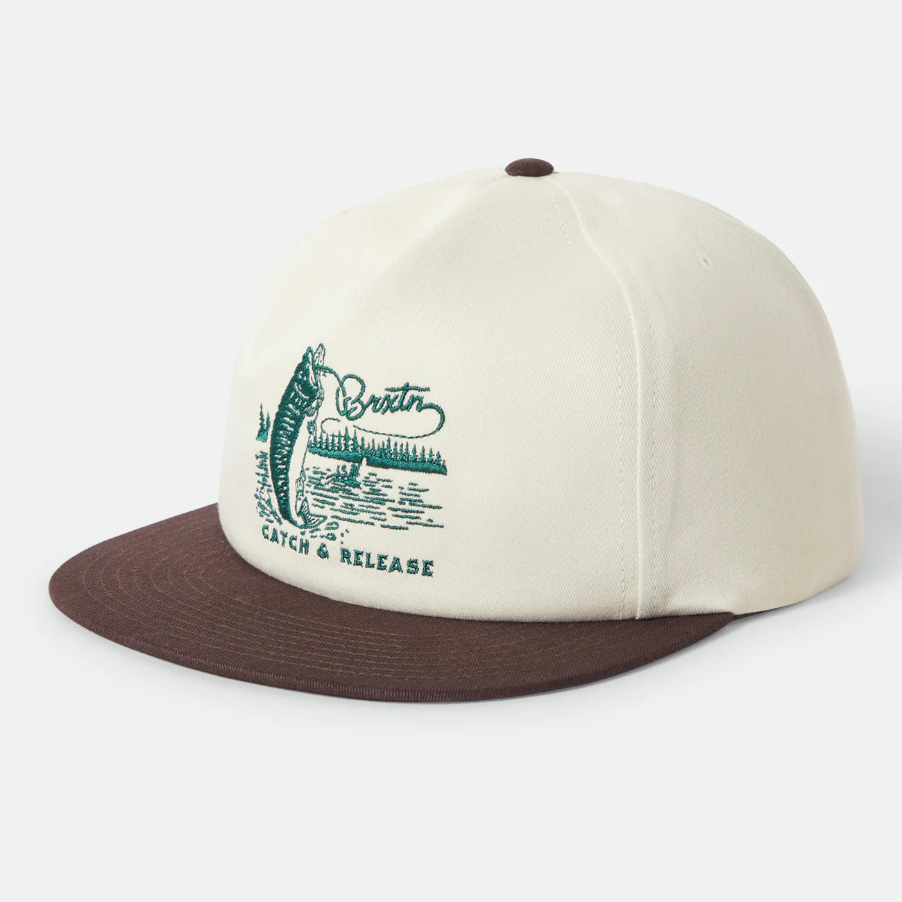 BRIXTON CATCH AND RELEASE HP SNAPBACK OFF WHITE/BROWN ブリクストン キャッチアンドリリース スナップバックキャップ